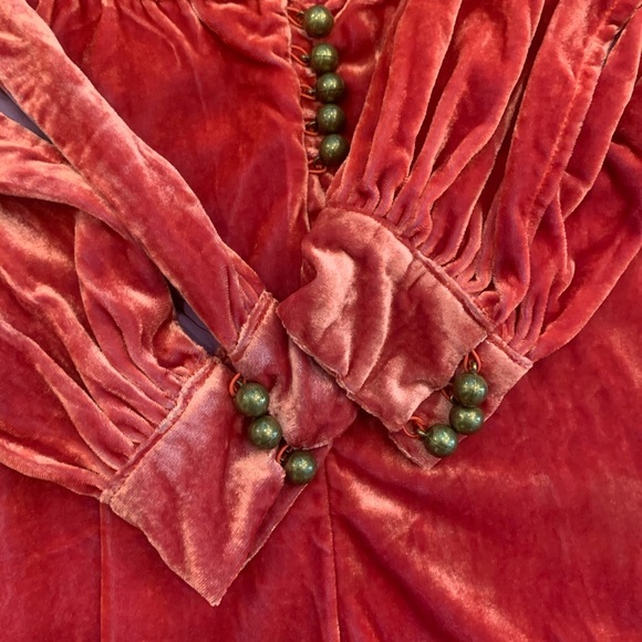 Last 1 NWT $200 Free People One Carnaby Velvet Romper Shorts Size 0 Red Deep V - Picture 11 of 15